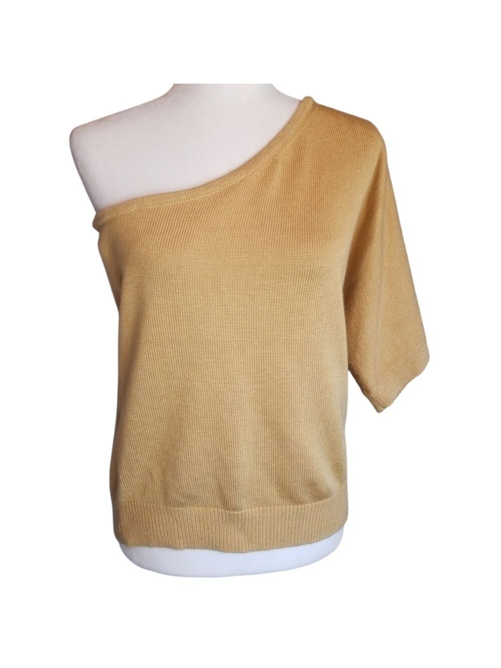 MICHAEL Michael Kors One-Shoulder Gold Sweater Large